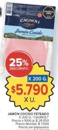 Carrefour Market Cagnoli - jamón cocido feteado oferta