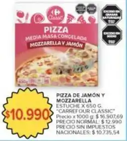 Carrefour Market Cavic - pizza de jamón y mozzarella oferta