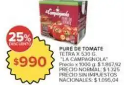 Carrefour Market La campagnola - puré de tomate oferta