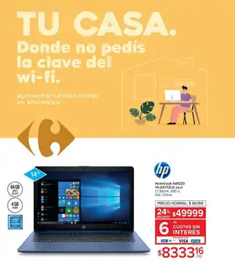 Carrefour hp Notebook N4020 14-AX112LA azul oferta