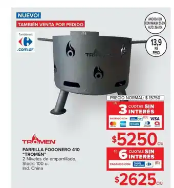 Carrefour Tromen Parrilla Fogonero 410 oferta