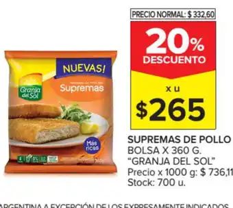 Carrefour Granja del Sol Supremas de Pollo Bolsa x 360g oferta