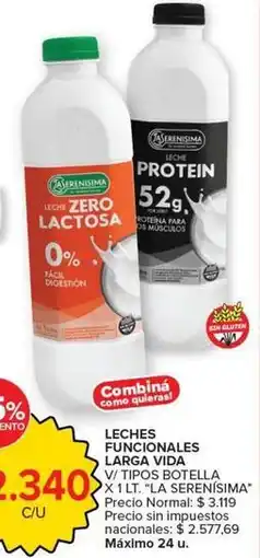 Carrefour Market La serenísima - leches funcionales larga vida oferta