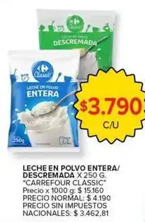 Carrefour Market Carrefour - leche en polvo entera descremada oferta