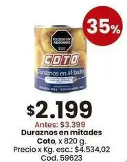 Coto Coto - duraznos en mitades oferta