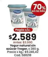 Coto Tregar - yogur natural sin azúcar oferta