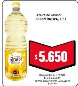 Cooperativa Obrera Aceite de girasol oferta