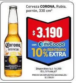 Cooperativa Obrera Corona - cerveza rubia oferta