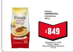 Cooperativa Obrera Polenta instantánea oferta