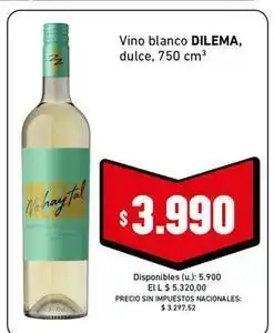 Cooperativa Obrera Dilema - vino blanco dulce oferta