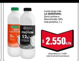 Cooperativa Obrera La serenísima - leche larga vida zero lactosa o descremada oferta