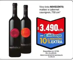 Cooperativa Obrera Novecento - vino tinto malbec o cabernet sauvignon oferta