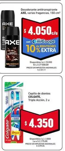 Cooperativa Obrera Axe - desodorante antitranspirante oferta