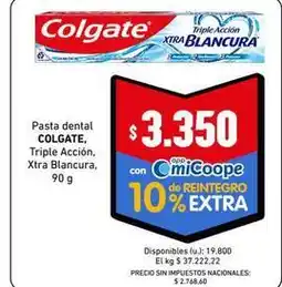 Cooperativa Obrera Colgate - pasta dental triple acción xtra blancura oferta