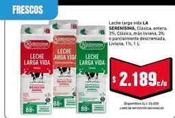 Cooperativa Obrera La serenísima - leche larga vida oferta