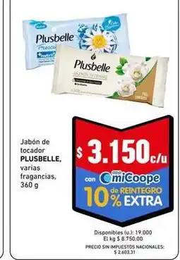 Cooperativa Obrera Plusbelle - jabón de tocador oferta