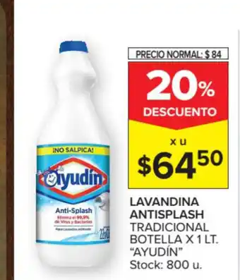 Carrefour Ayudín Lavandina Antisplash Tradicional Botella x 1Lt. oferta