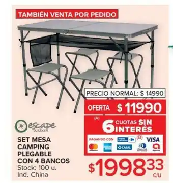 Carrefour Set Mesa Camping Plegable Con 4 Bancos oferta