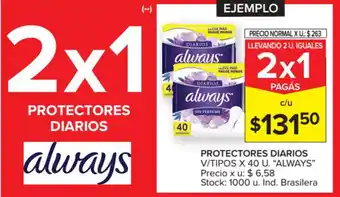 Carrefour Always Protectores Diarios V/Tipos x 40u. oferta