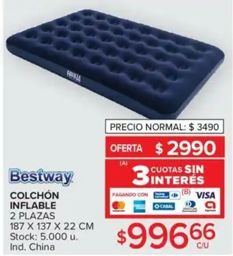 Carrefour Bestway Colchón Inflable 2 Plazas 187 x 137 x 22 cm oferta