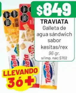 Almacor Traviata galleta de agua sándwich sabor kesitas/rex oferta