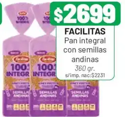 Almacor Facilitas pan integral con semillas andinas oferta