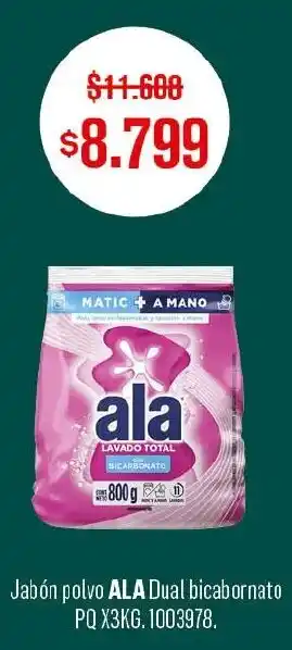 Ala jabón polvo dual bicarbonato