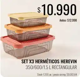 Super MAMI Herevin set x3 herméticos rectangular oferta