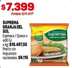 Makro Suprema granja del sol espinaca / queso oferta
