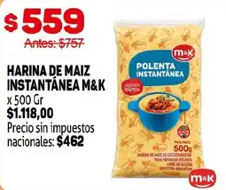 Makro M&K harina de maiz instantanea oferta