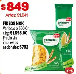 Makro M&K fideos oferta