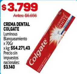 Makro Colgate crema dental luminous blanqueamiento oferta
