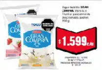 Yogur bebible GRAN COMPRA Vainilla y Frutilla pasas y nueces descremado, sachet