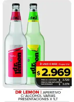 Carrefour Maxi Dr lemon aperitivo c/ alcohol varias presentaciones oferta