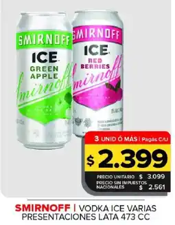 Carrefour Maxi Smirnoff vodka ice varias presentaciones oferta