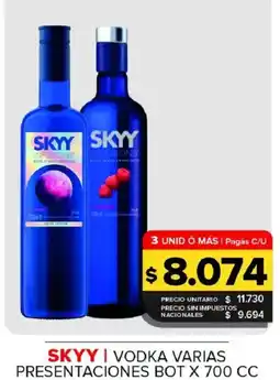 Carrefour Maxi Skyy vodka varias presentaciones oferta