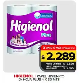 Carrefour Maxi Higienol papel higienico d/ hoja plus oferta