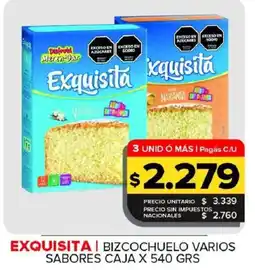 Carrefour Maxi Exquisita bizcochuelo varios sabores oferta