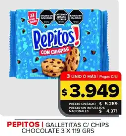 Carrefour Maxi Pepitos galletitas c/ chips chocolate oferta