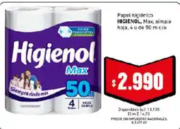 Cooperativa Obrera Higienol papel higiénico max simple oferta