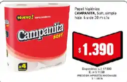 Cooperativa Obrera Campanita papel higiénico soft simple oferta