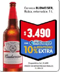 Cooperativa Obrera Budweiser cerveza oferta