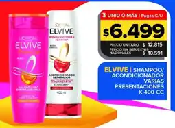 Carrefour Maxi Elvive shampoo/ acondicionador varias presentaciones oferta