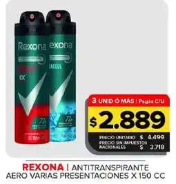 Carrefour Maxi Rexona antitranspirante aero varias presentaciones oferta