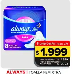 Carrefour Maxi Always toalla fem xtra oferta
