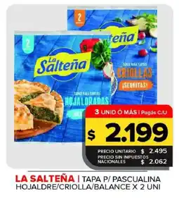 Carrefour Maxi La saltena tapa p/ pascualina hojaldre/criolla/balance oferta