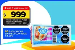 Carrefour Maxi 66 salchicha sin piel flow pack oferta