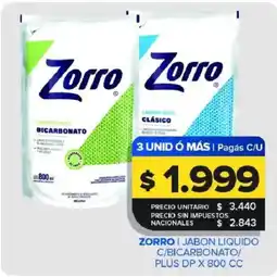 Carrefour Maxi Zorro jabon liquido c/bicarbonato/ oferta