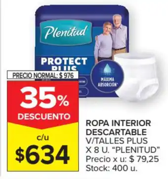 Carrefour Plenitud Ropa Interior Descartable V/Talles Plus x 8u. oferta