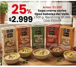 Coto Sabores del valle sopa crema varios tipos oferta